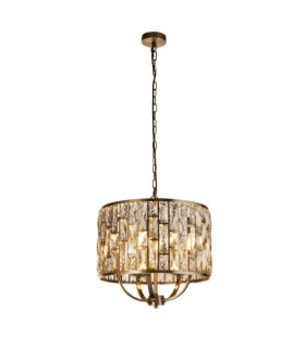 Bijou Pendelleuchte Weichstahl, Glas Antikmessing