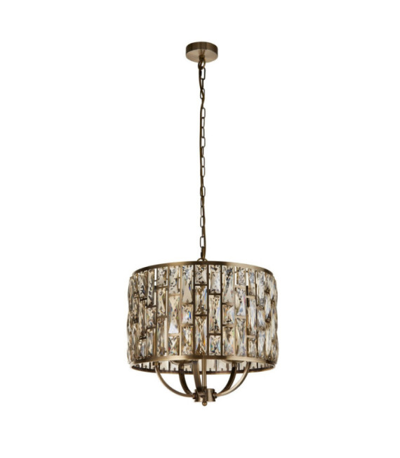 Bijou Pendelleuchte Weichstahl, Glas Antikmessing