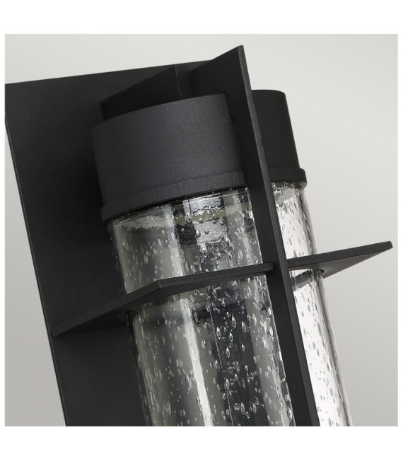 Quoizel Außenwandleuchte Aluminium, transparentes, gemasertes Glas, schwarze Erde