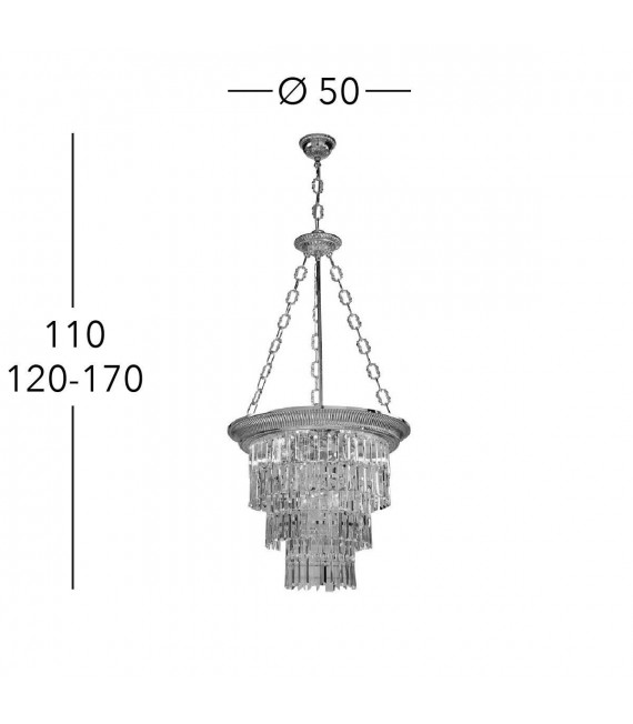 Lampadario in cristallo MILORD CRYSTAL ottone antico 4 lampadine