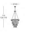 Chandelier en cristal MILORD CRYSTAL laiton antique 4 ampoules