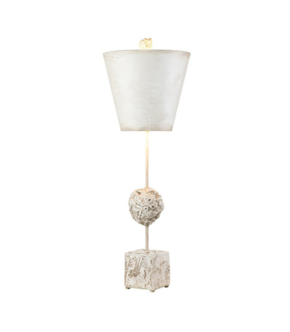Petra Pergament-Tischlampe, Stahl, knochenweißes Kunstharz