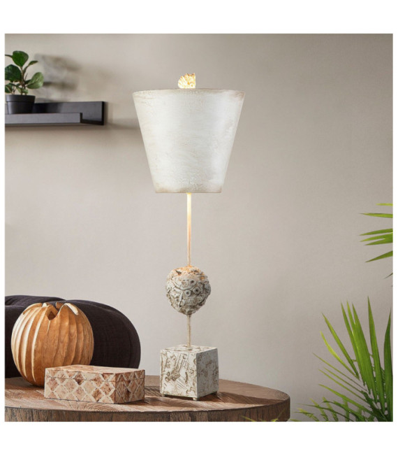 Lampe de table Petra Parchemin,Acier,Résine Blanc d'os