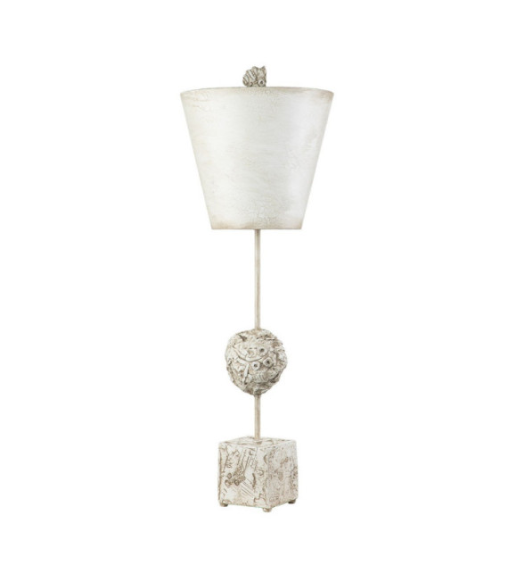 Petra Pergament-Tischlampe, Stahl, knochenweißes Kunstharz