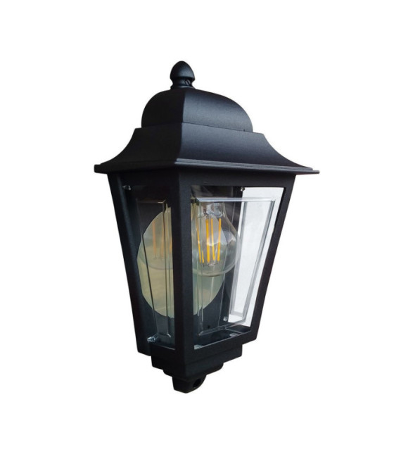 Aplique exterior Deco Policarbonato transparente, Aluminio negro