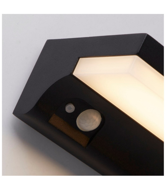 Lampada da parete solare Alluminio, policarbonato Nero opaco