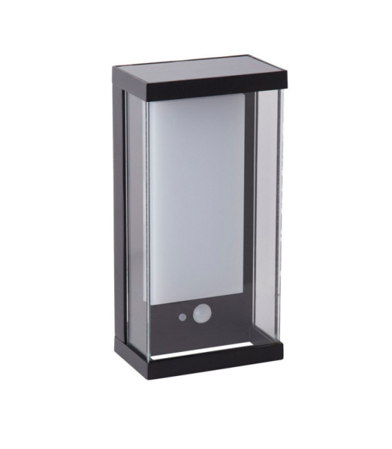 Aplique solar Aluminio, policarbonato Negro mate