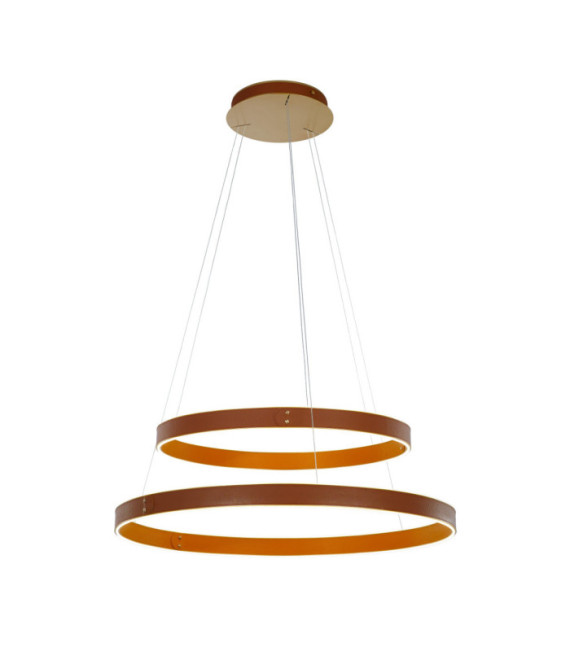 Manezia LED pendant light Acrylic, steel, leather, aluminum Brown
