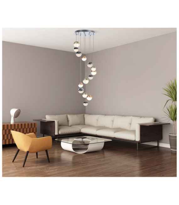 Mocado pendant light Glass, steel, aluminum Chrome