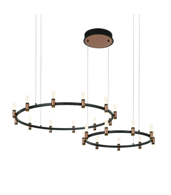 Alamo LED-Pendelleuchte Glas, Stahl, Aluminium Mattschwarz, gebürsteter Kaffee