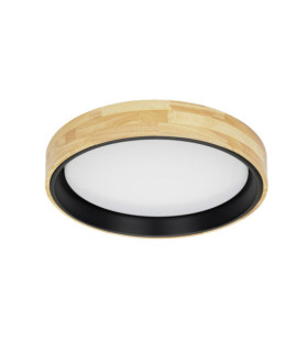 Lámpara de techo Campelo Wood, Aleación de metal negro, Madera