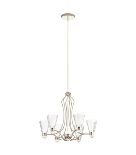 Lámpara colgante Kichler Acero, cristal facetado transparente, aluminio níquel pulido