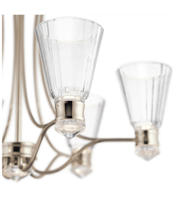 Suspension Kichler Acier,verre à facettes transparent,aluminium Nickel poli