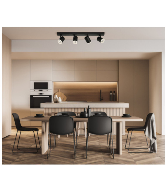 Barre de spots Helvia Plastique,acier,aluminium Noir