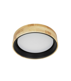 Campelo Wood ceiling light, Black metal alloy, Wooden