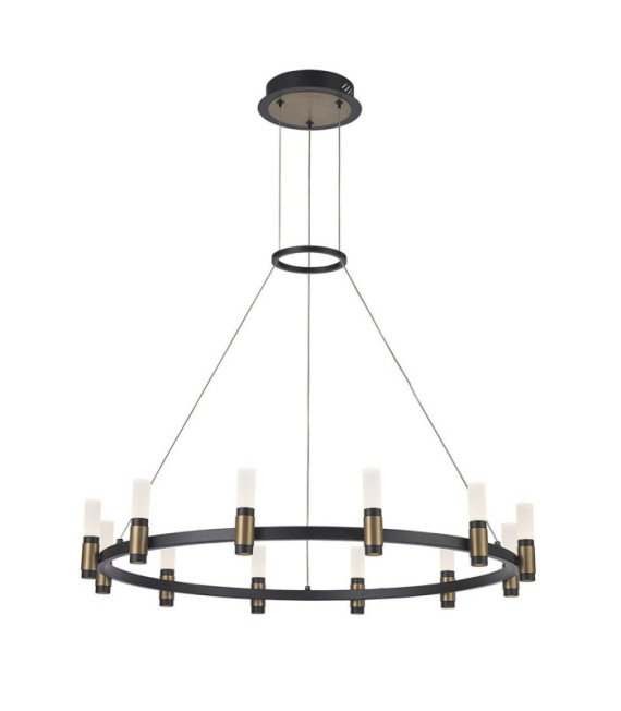 Suspension LED Alamo Verre,acier,aluminium Noir mat, café brossé