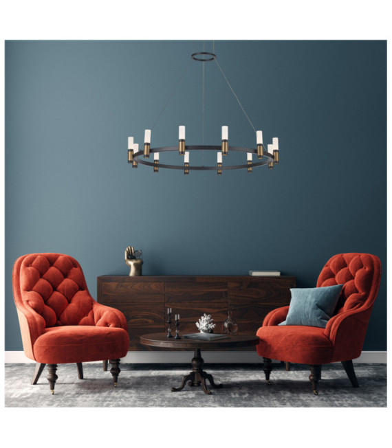 Alamo LED pendant light Glass, steel, aluminum Matt black, brushed coffee