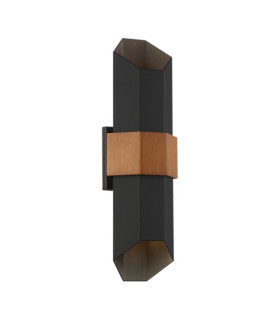 Applique da esterno Quoizel Vetro, Alluminio nero opaco (con bracciale effetto legno verniciato)