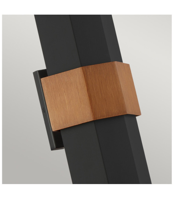 Quoizel outdoor wall light Glass, Matte black aluminum (with painted wood effect bracelet)