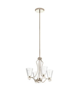 Lámpara colgante Kichler Acero, cristal facetado transparente, aluminio níquel pulido