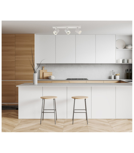 Barra de foco Helvia Plástico, acero, aluminio Blanco