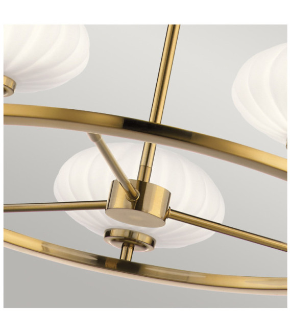 Kichler Pendelleuchte Satiniertes graviertes Opalglas, Stahl Fox Gold