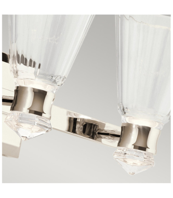 Aplique Kichler Aluminio, acero, cristal facetado transparente Níquel pulido