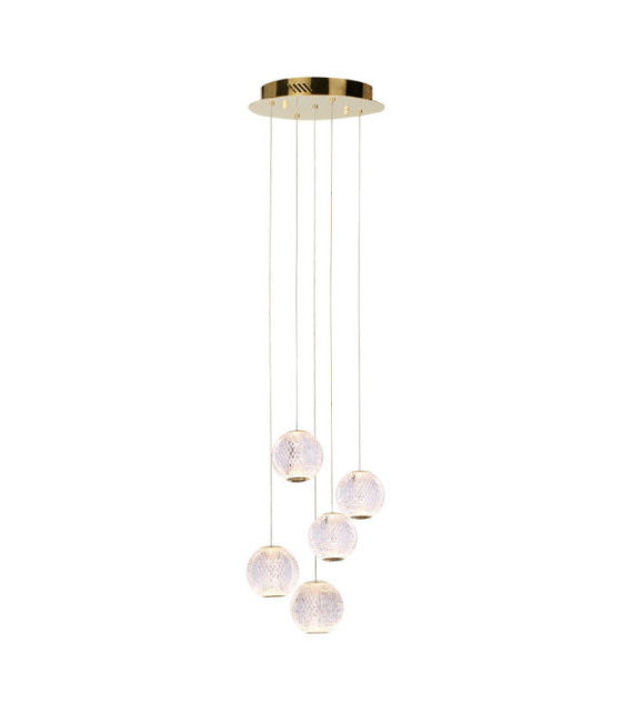 Suspension Rosario Verre,acier,aluminium Or