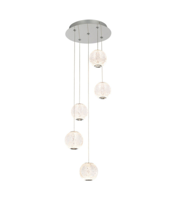 Suspension Rosario Verre,acier,aluminium Chrome