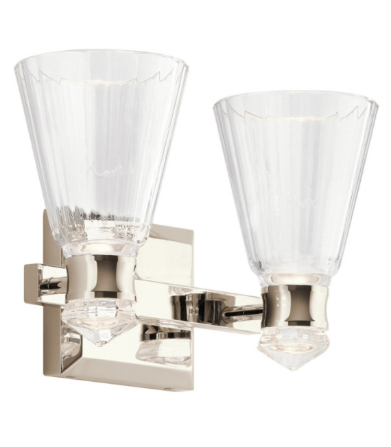 Kichler Wandleuchte Aluminium, Stahl, transparentes facettiertes Glas, poliertes Nickel