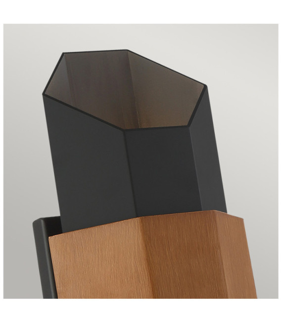 Applique da esterno Quoizel Vetro, Alluminio nero opaco (con bracciale effetto legno verniciato)