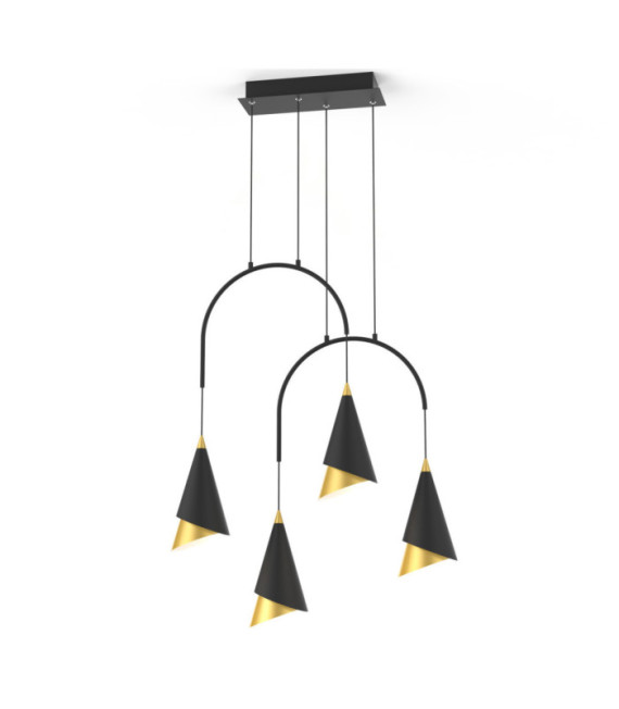 Raalto lámpara colgante LED Acrílico, acero, aluminio Negro, Oro