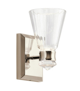 Aplique Kichler Aluminio, acero, cristal facetado transparente Níquel pulido