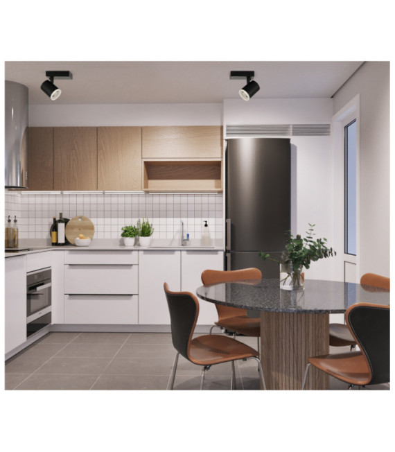 Spot Helvia Plastique,acier,aluminium Noir