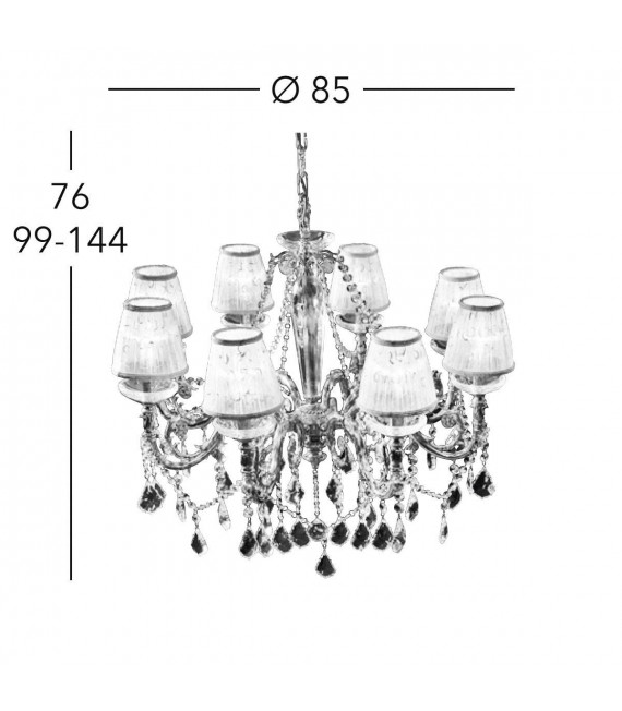 Kristallleuchter CONTARINI CRYSTAL Chrom 8 Glühbirnen