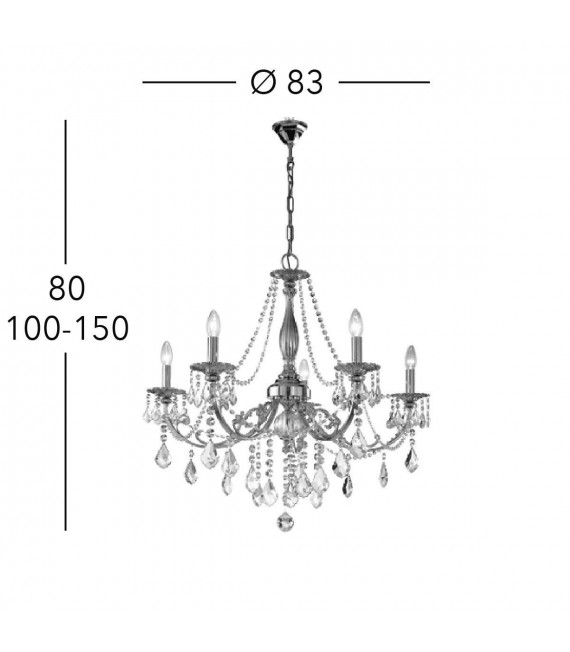 Kristallleuchter PISANI CRYSTAL Antik Messing 5 Glühbirnen