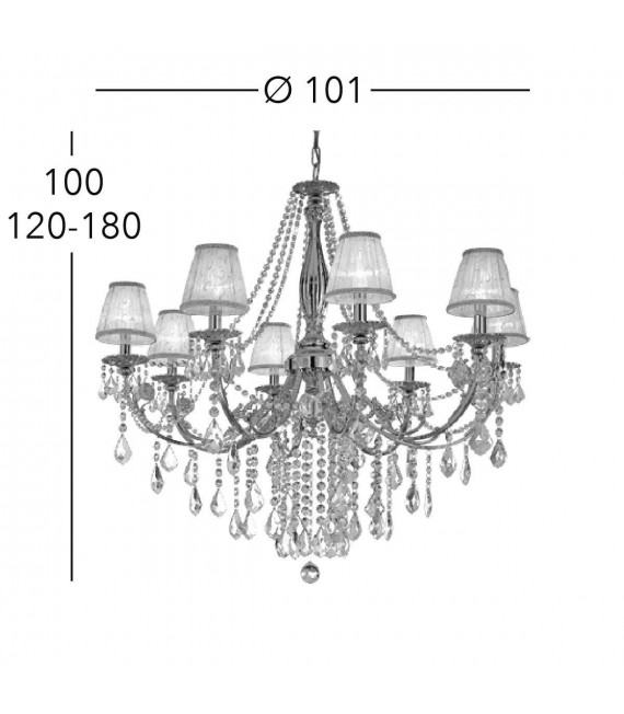 Chandelier en cristal PISANI CRYSTAL or Français 8 ampoules