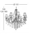 Chandelier en cristal PISANI CRYSTAL or Français 8 ampoules