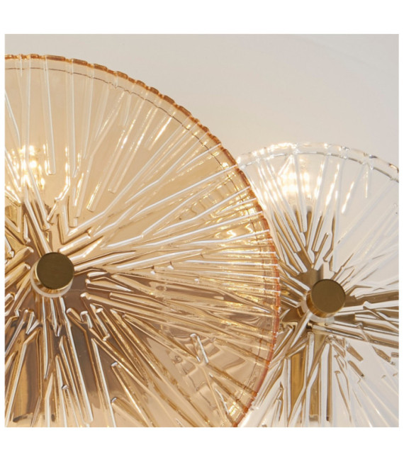 Wagon ceiling light Mild steel, glass Brass