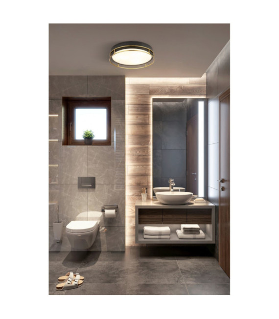 Ceiling light Bathroom Phoenix Mild steel, glass Black