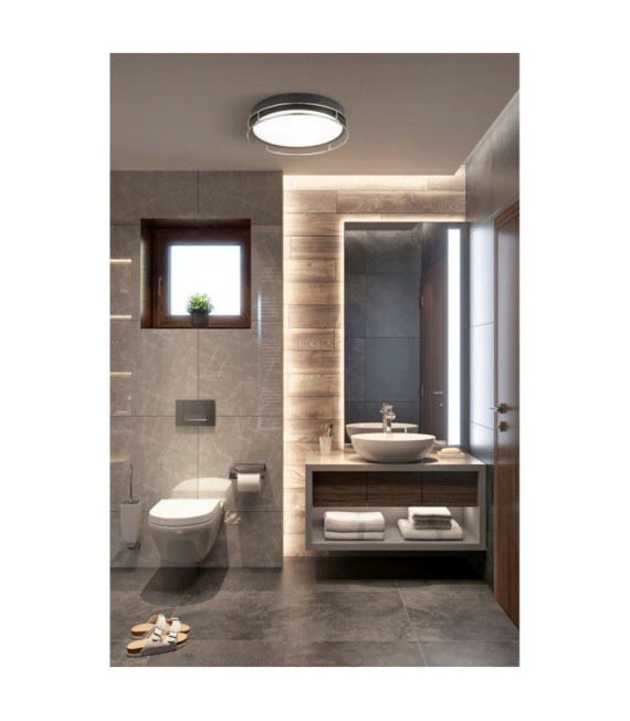 Plafonnier Salle de bains Phoenix Acier doux,verre Noir