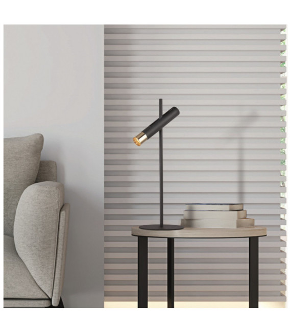Lampe de table LED Cylinder Acier doux Or, Sable Noir