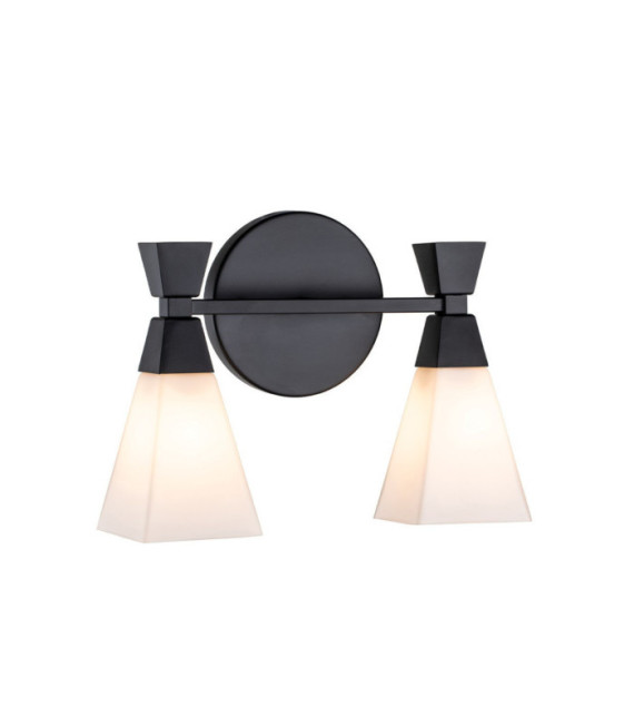 Bowtie Badezimmer-Wandleuchte, Opalglas, mattschwarzer Stahl