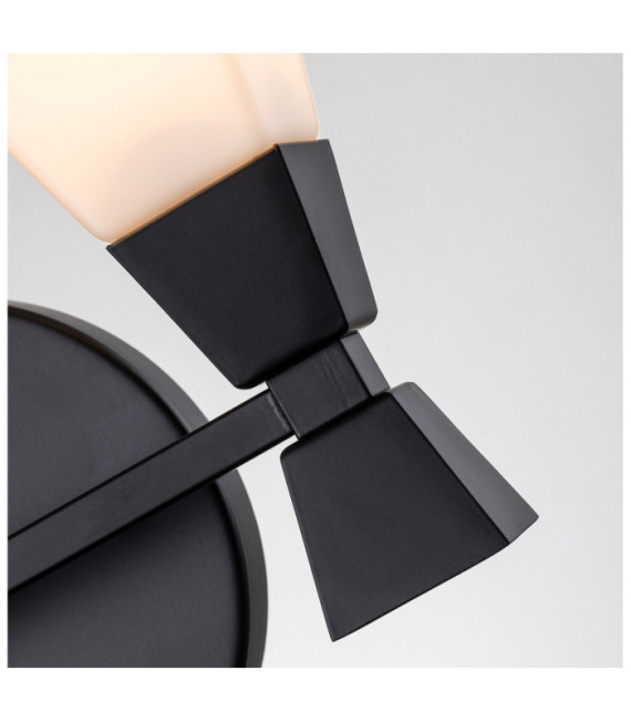 Lámpara de pared para baño Bowtie, cristal opalino, acero negro mate