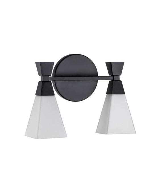 Applique murale Salle de bains Bowtie Verre Opale,Acier Noir mat
