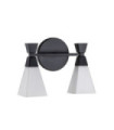 Bowtie Bathroom Wall Light Opal Glass, Matte Black Steel