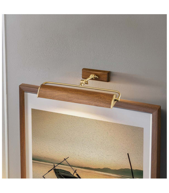 Lampada per quadri Winchfield, acciaio ottone invecchiato, effetto rovere