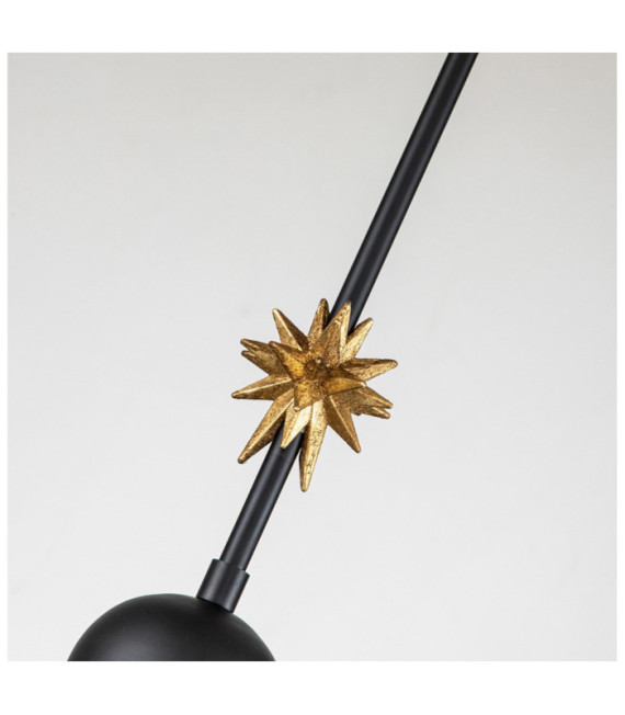 Suspension Etoile Résine,Acier Noir mat, feuille d'or