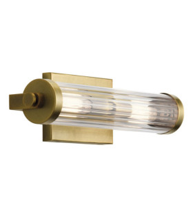 Wandleuchte Badezimmer Kichler Stahl, transparentes geriffeltes Glas Naturmessing