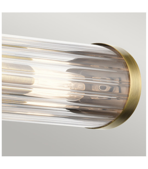 Wall light Bathroom Kichler Steel, transparent fluted glass Natural brass